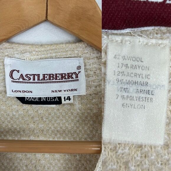 Vintage Cream and White Plaid Cardigan - Picture 8 of 8